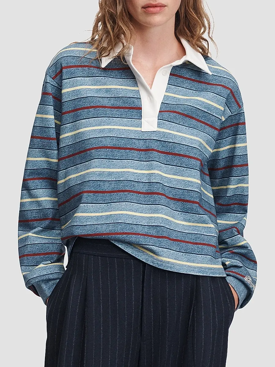 rag & bone Women's rb Miramar Striped Cotton Terry Rugby Polo Shirt | Thumbnail 4 rag & bone Women's rb Miramar Striped Cotton Terry Rugby Polo Shirt | Thumbnail 4