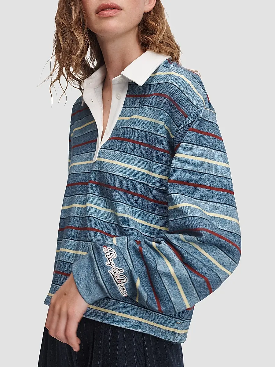 rag & bone Women's rb Miramar Striped Cotton Terry Rugby Polo Shirt | Thumbnail 6 rag & bone Women's rb Miramar Striped Cotton Terry Rugby Polo Shirt | Thumbnail 6