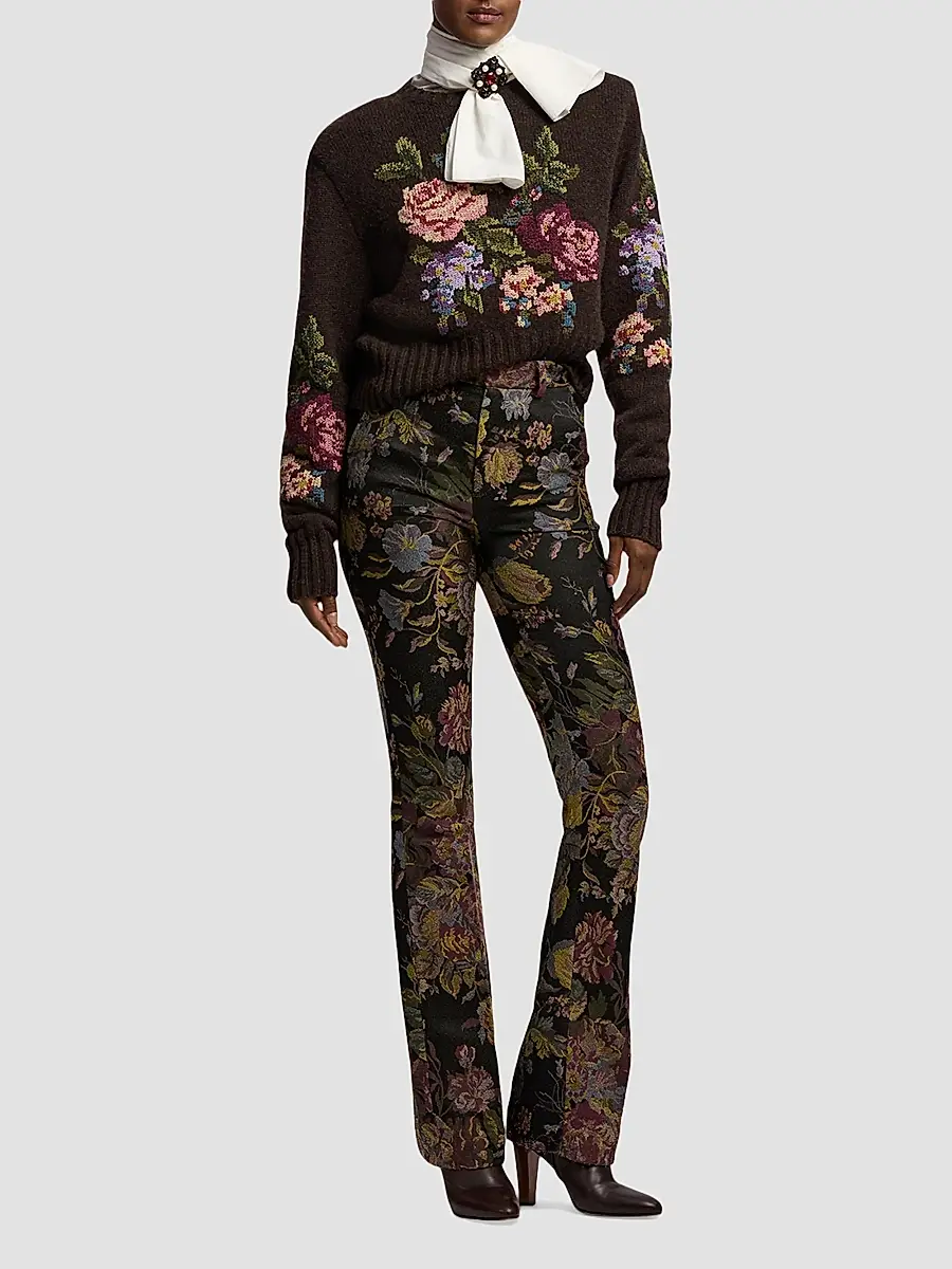 Ralph Lauren Collection Women's Wrigley II Floral Jacquard Pants | Thumbnail 2