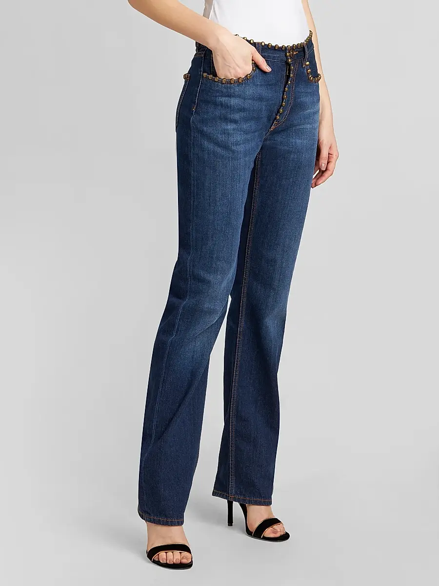 Etro Women's Studded Slim Mid-Rise Jeans | Thumbnail 4