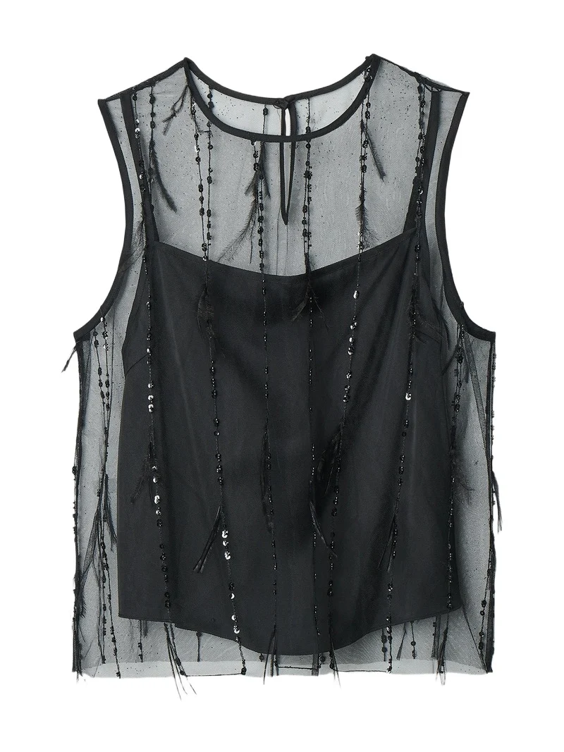 Women's Geena Sheer Embellished Tank Women's Geena Sheer Embellished Tank
