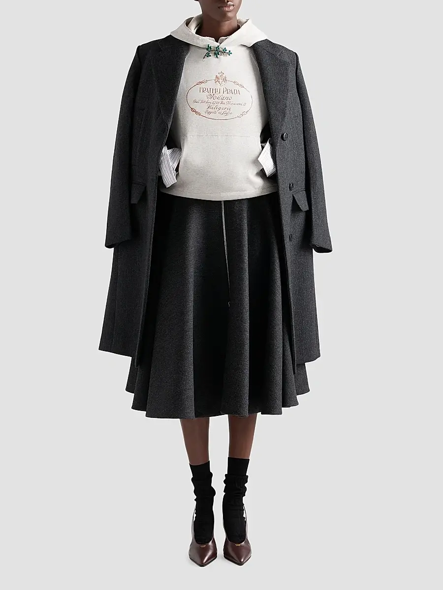 Prada Women's Cotton Fleece Hoodie | Thumbnail 2