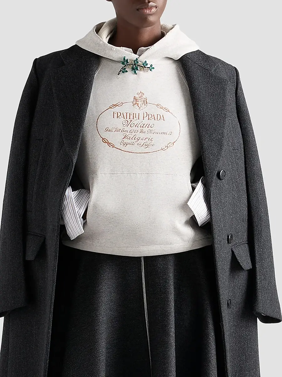 Prada Women's Cotton Fleece Hoodie | Thumbnail 3