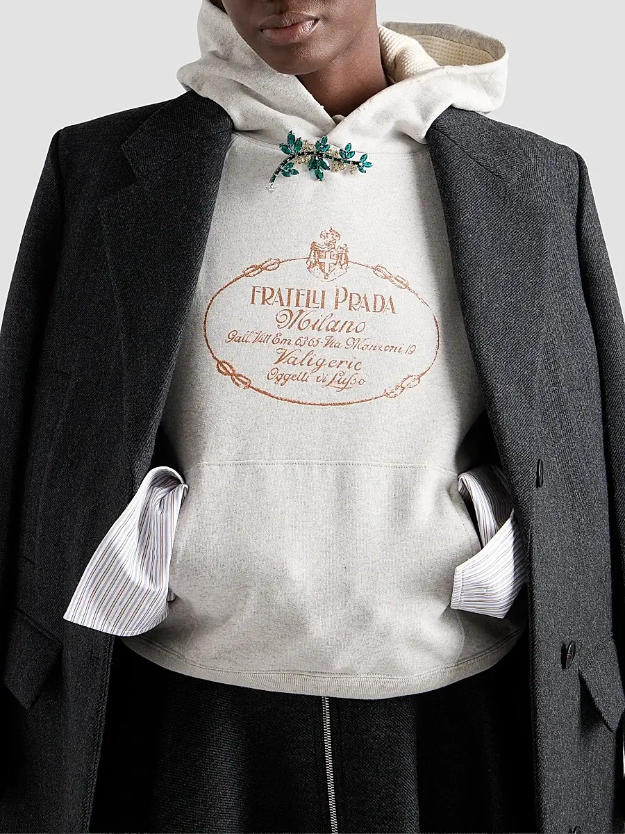 Prada Women's Cotton Fleece Hoodie | Thumbnail 6