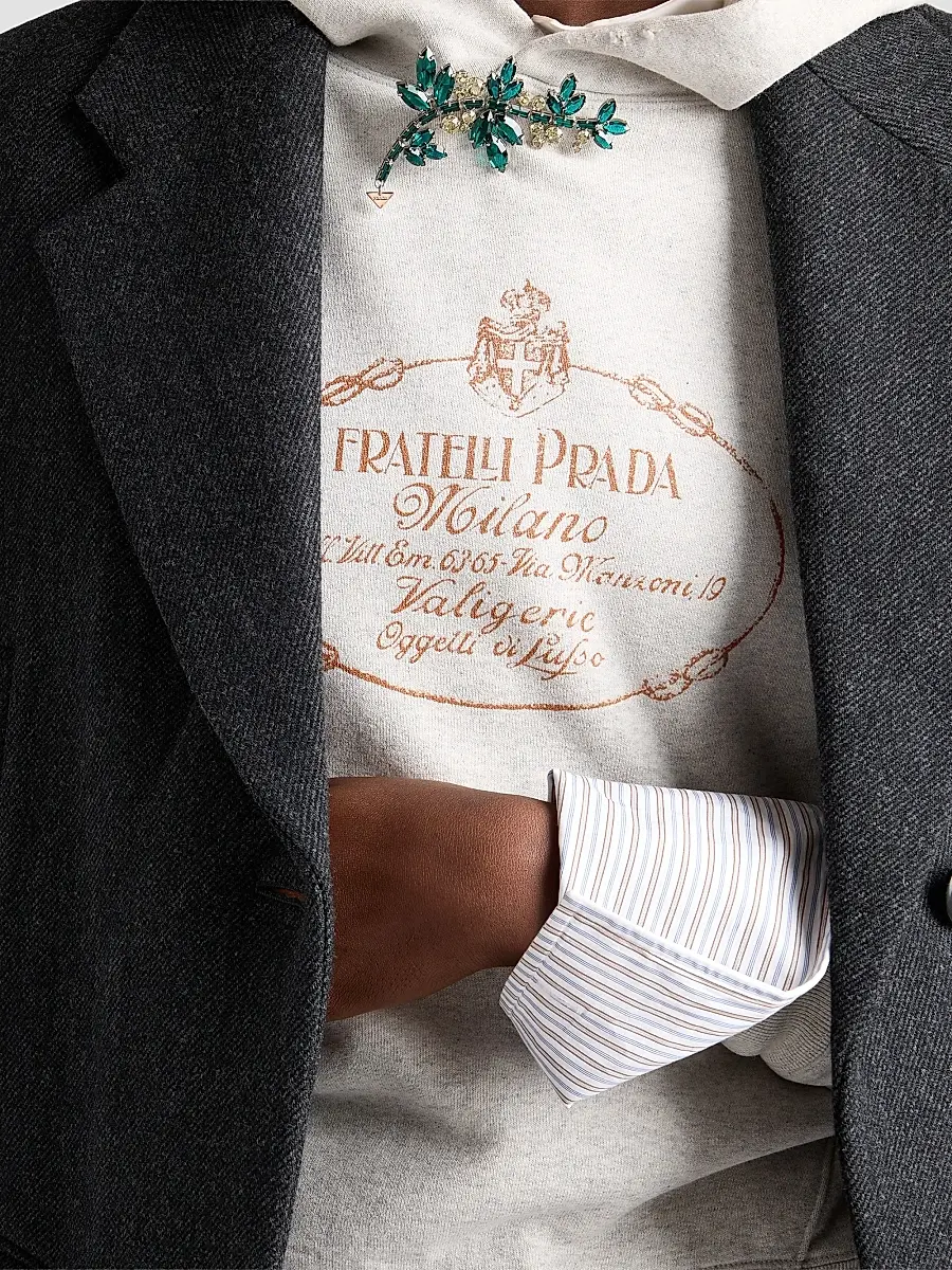 Prada Women's Cotton Fleece Hoodie | Thumbnail 7