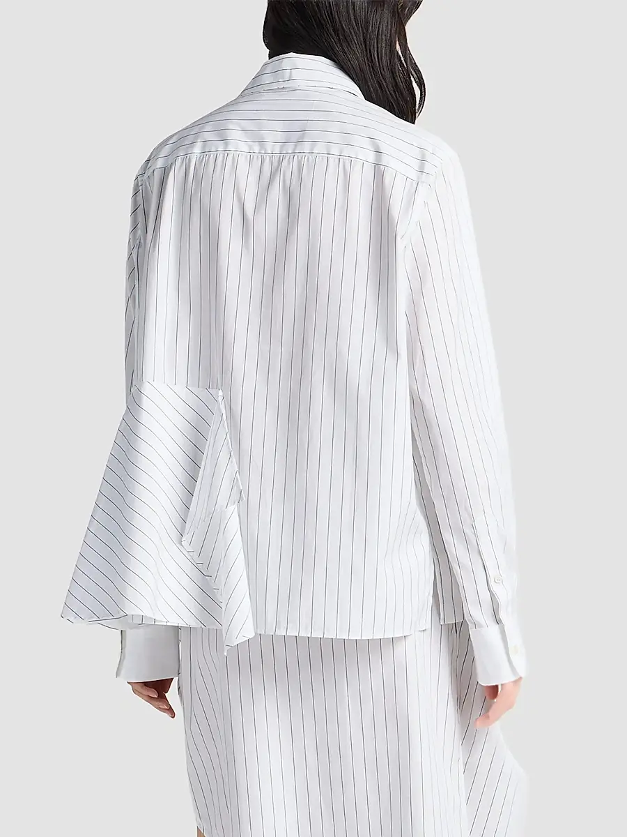 JW Anderson Women's Striped Cotton Draped Shirt | Thumbnail 3 JW Anderson Women's Striped Cotton Draped Shirt | Thumbnail 3