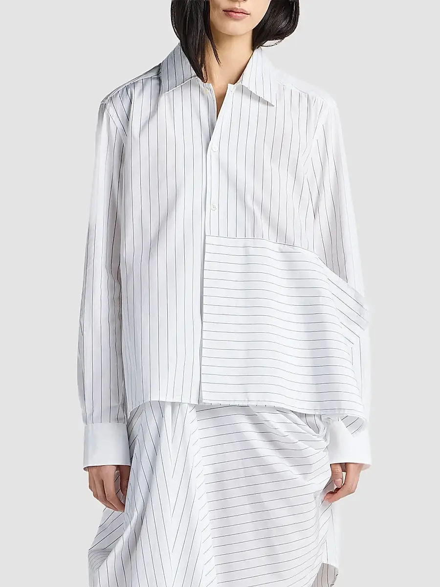 JW Anderson Women's Striped Cotton Draped Shirt | Thumbnail 4 JW Anderson Women's Striped Cotton Draped Shirt | Thumbnail 4