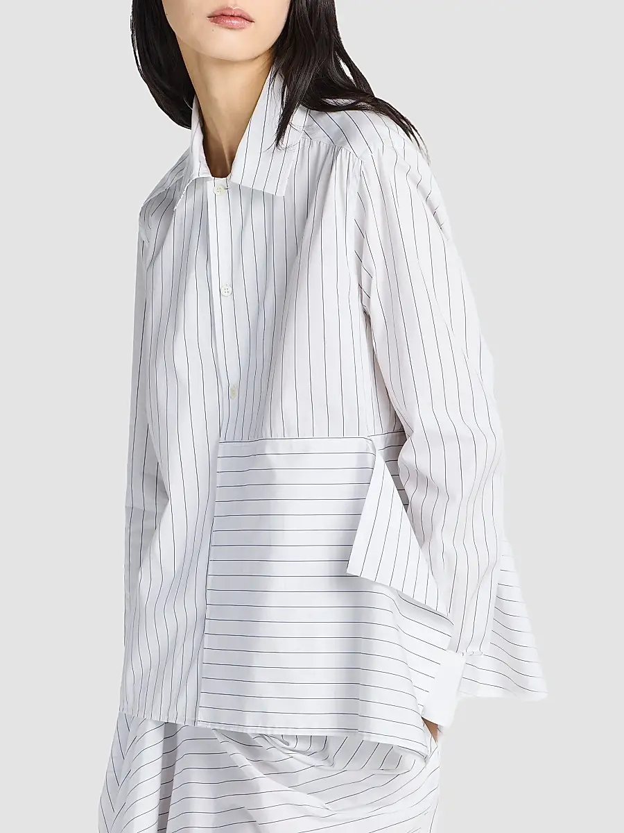 JW Anderson Women's Striped Cotton Draped Shirt | Thumbnail 5 JW Anderson Women's Striped Cotton Draped Shirt | Thumbnail 5