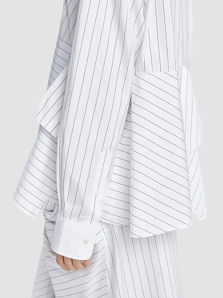 JW Anderson Women's Striped Cotton Draped Shirt | Thumbnail 6 JW Anderson Women's Striped Cotton Draped Shirt | Thumbnail 6