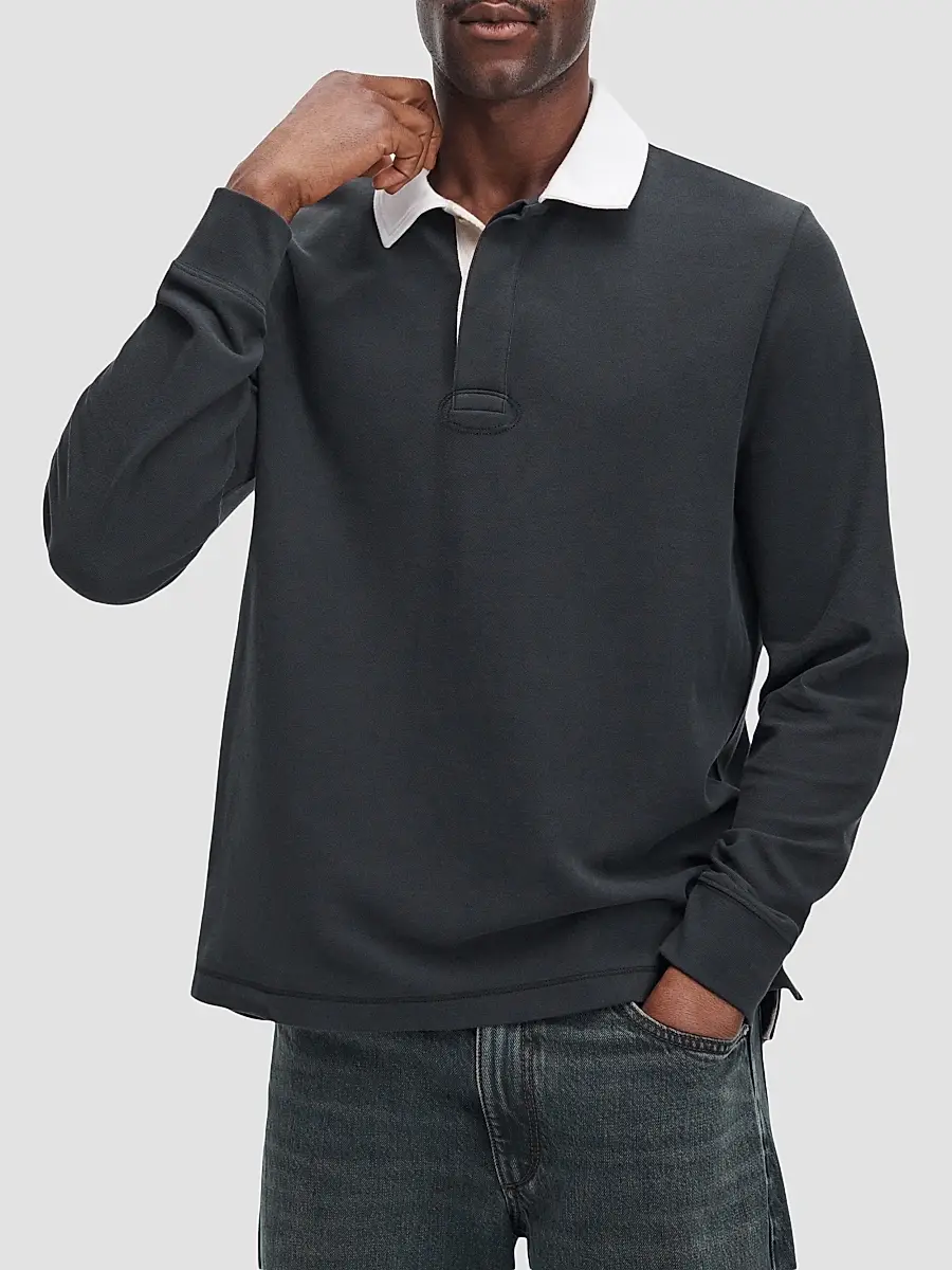 rag & bone Men's Classic Solid Rugby Shirt | Thumbnail 4 rag & bone Men's Classic Solid Rugby Shirt | Thumbnail 4