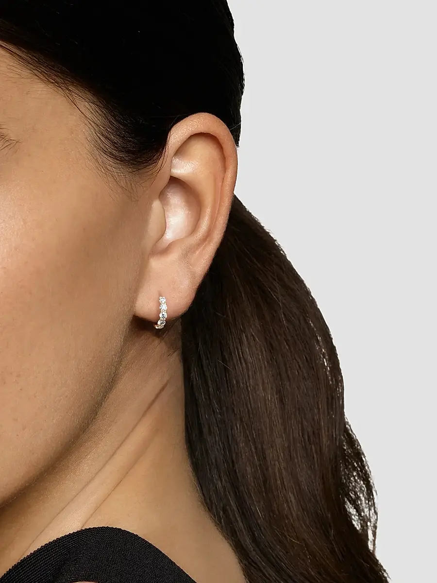 David Yurman Women's Petite Pavé Hoop Earrings in 18K Yellow Gold with Diamonds, 10.2MM - Gold | Thumbnail 2