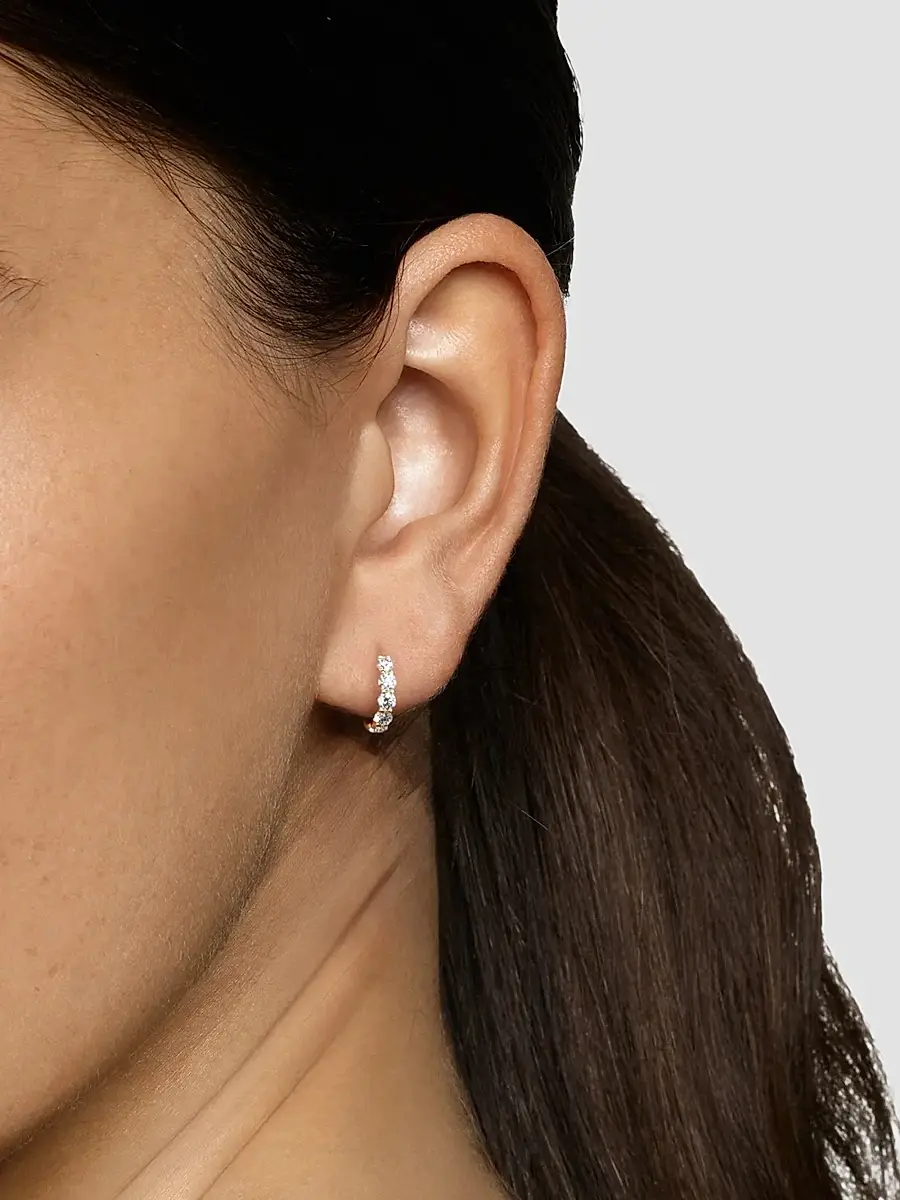 David Yurman Women's Petite Pavé Hoop Earrings in 18K Yellow Gold with Diamonds, 10.2MM - Gold | Thumbnail 6