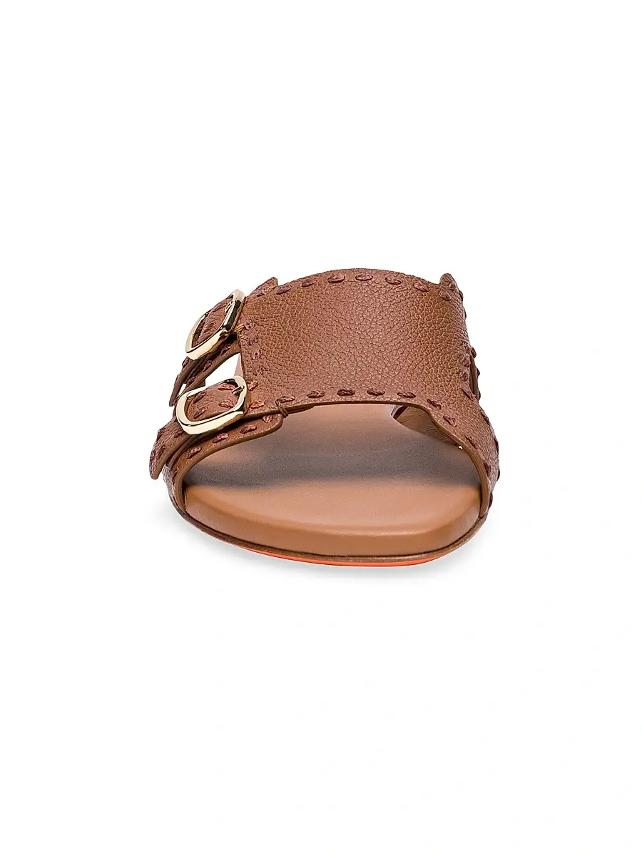 Santoni Women's Leather Buckle Slip-On Sandals | Thumbnail 3