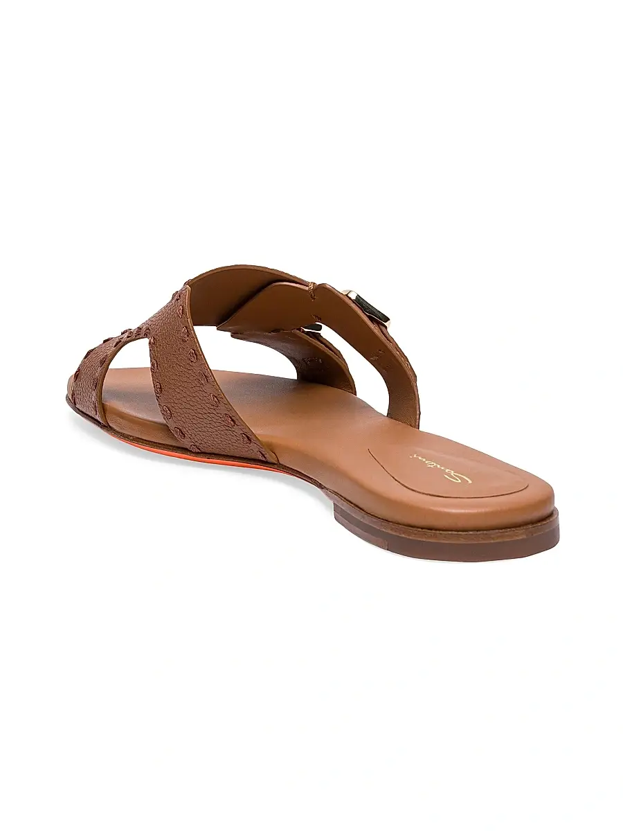 Santoni Women's Leather Buckle Slip-On Sandals | Thumbnail 4