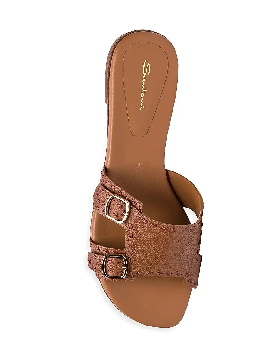 Santoni Women's Leather Buckle Slip-On Sandals | Thumbnail 5