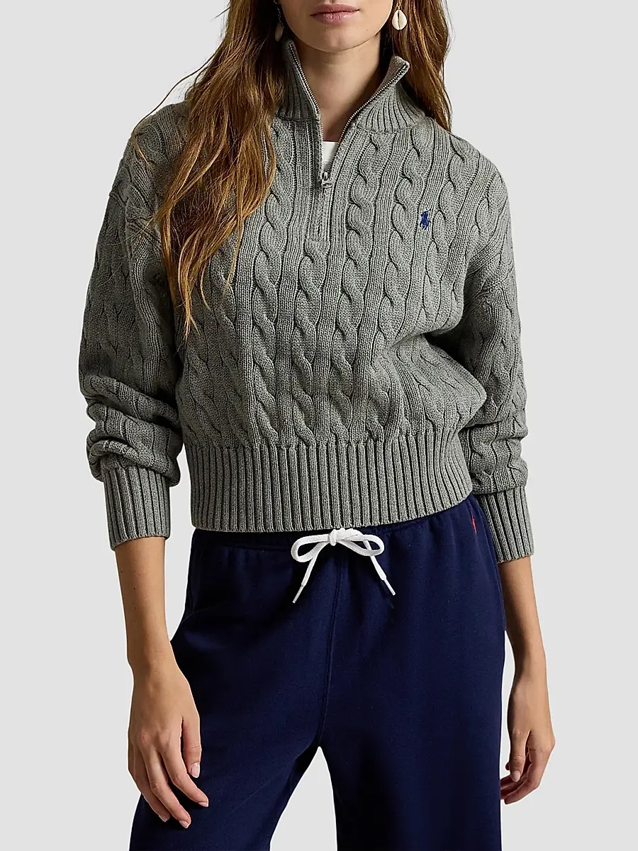 Polo Ralph Lauren Women's Cable-Knit Cotton Half-Zip Sweater | Thumbnail 4