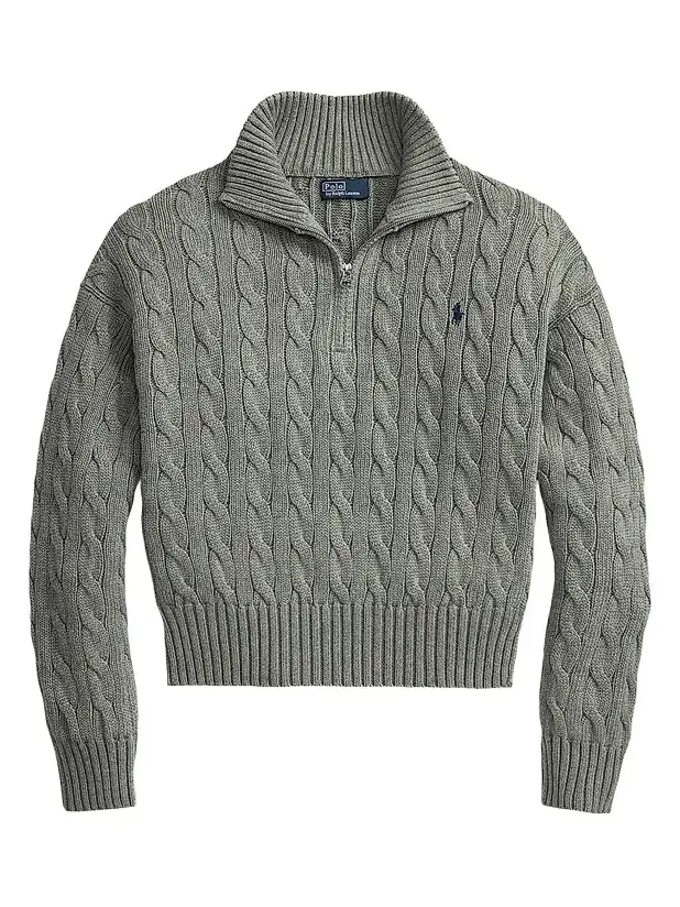 Women's Cable-Knit Cotton Half-Zip Sweater