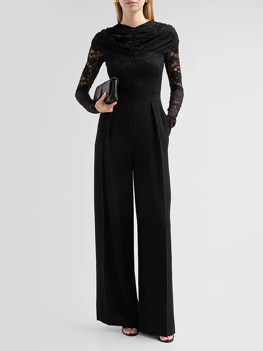 BLACK HALO Women's Raven Draped Lace Jumpsuit | Thumbnail 2 BLACK HALO Women's Raven Draped Lace Jumpsuit | Thumbnail 2