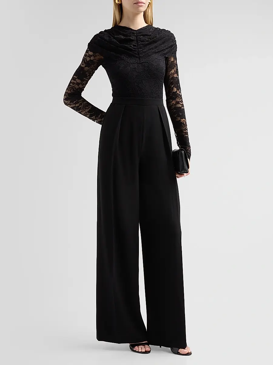 BLACK HALO Women's Raven Draped Lace Jumpsuit | Thumbnail 4 BLACK HALO Women's Raven Draped Lace Jumpsuit | Thumbnail 4