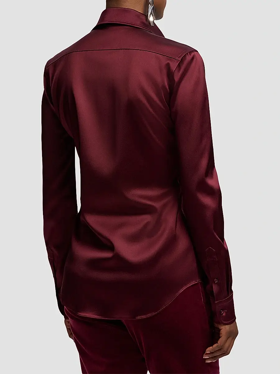 Ralph Lauren Collection Women's Cameron II Satin Straight-Fit Shirt | Thumbnail 3 Ralph Lauren Collection Women's Cameron II Satin Straight-Fit Shirt | Thumbnail 3