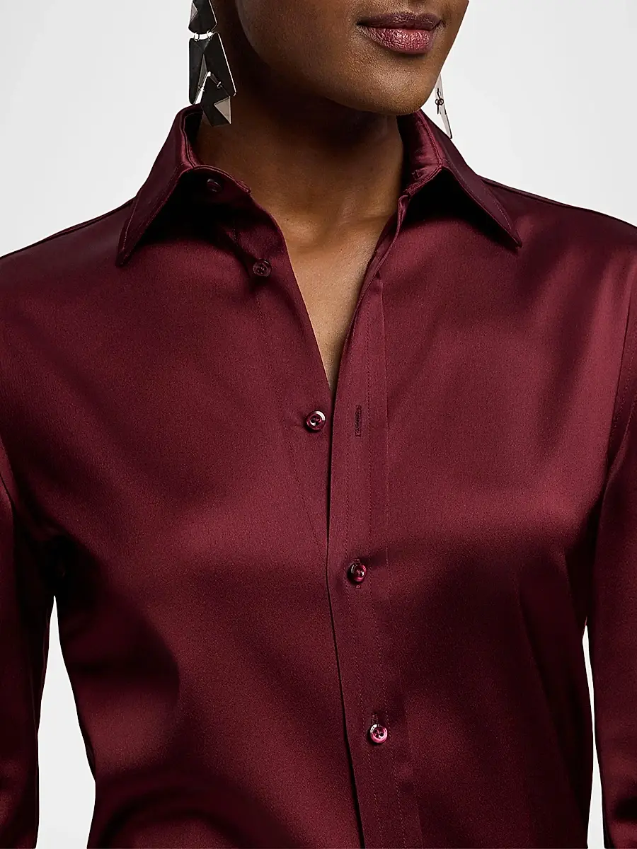 Ralph Lauren Collection Women's Cameron II Satin Straight-Fit Shirt | Thumbnail 5 Ralph Lauren Collection Women's Cameron II Satin Straight-Fit Shirt | Thumbnail 5