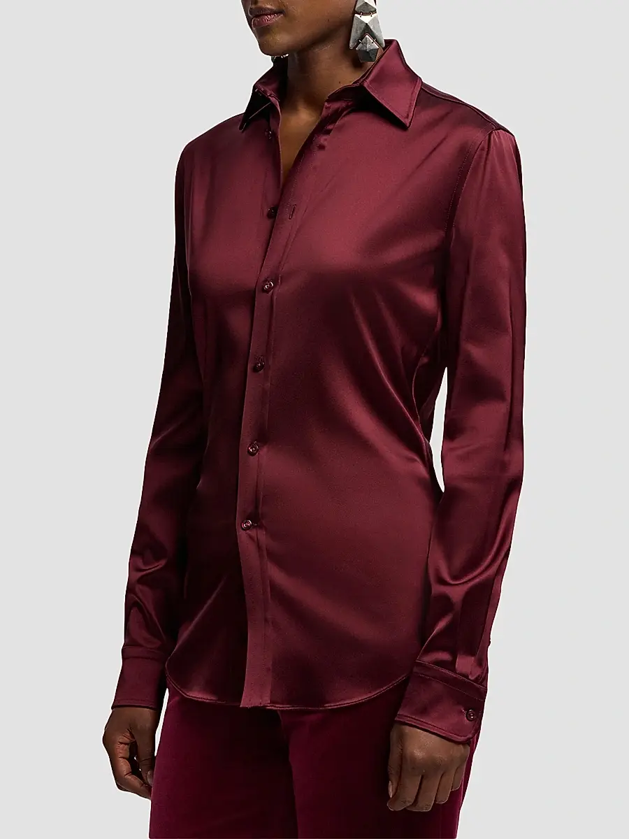Ralph Lauren Collection Women's Cameron II Satin Straight-Fit Shirt | Thumbnail 6 Ralph Lauren Collection Women's Cameron II Satin Straight-Fit Shirt | Thumbnail 6