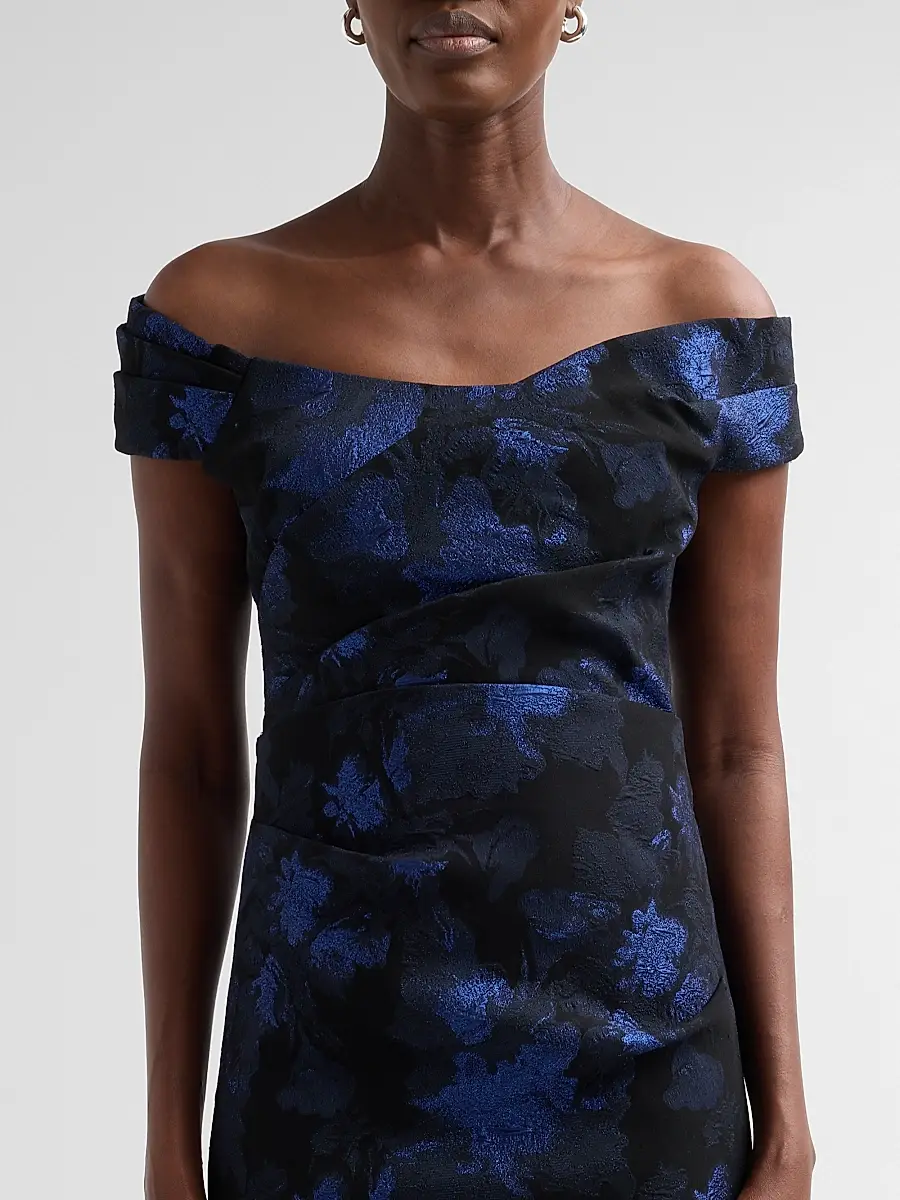 Teri Jon by Rickie Freeman Women's Floral Jacqaurd Off-the-Shoulder Gown | Thumbnail 5
