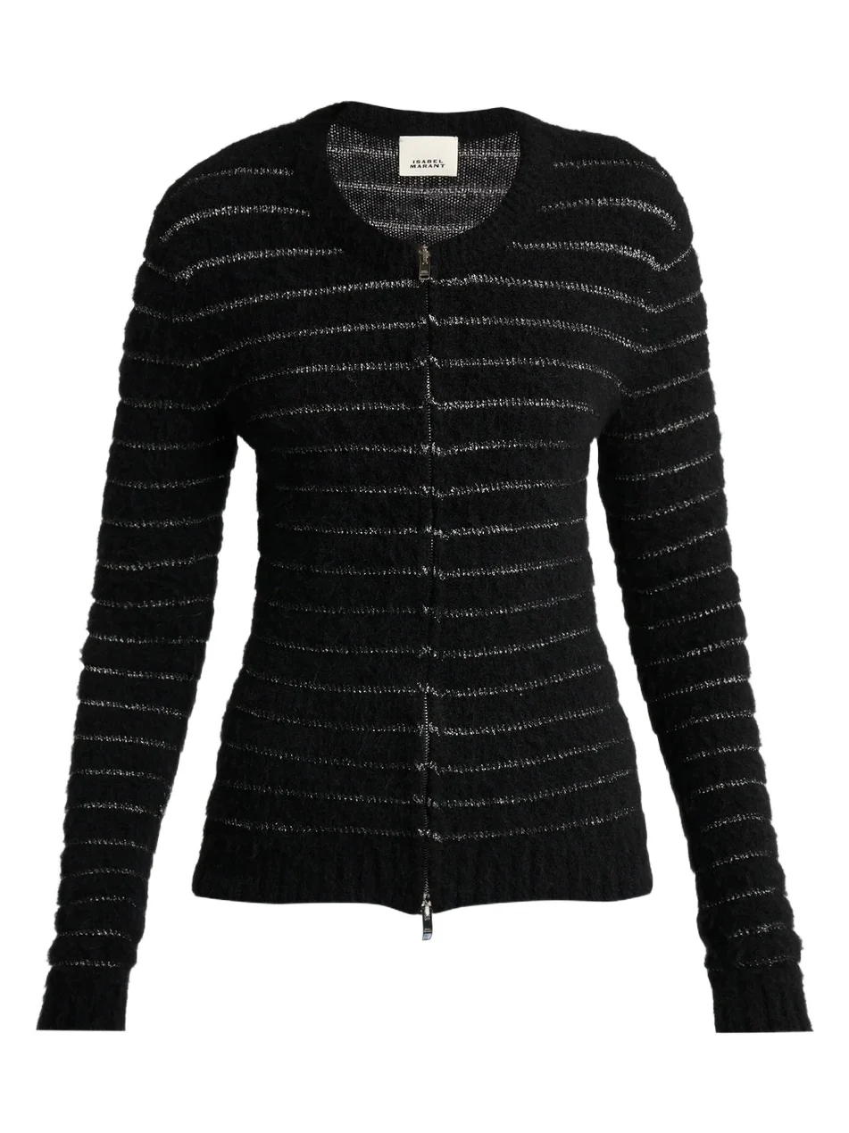 Isabel Marant Women's Seona Metallic Stripe Full-Zip Cardigan