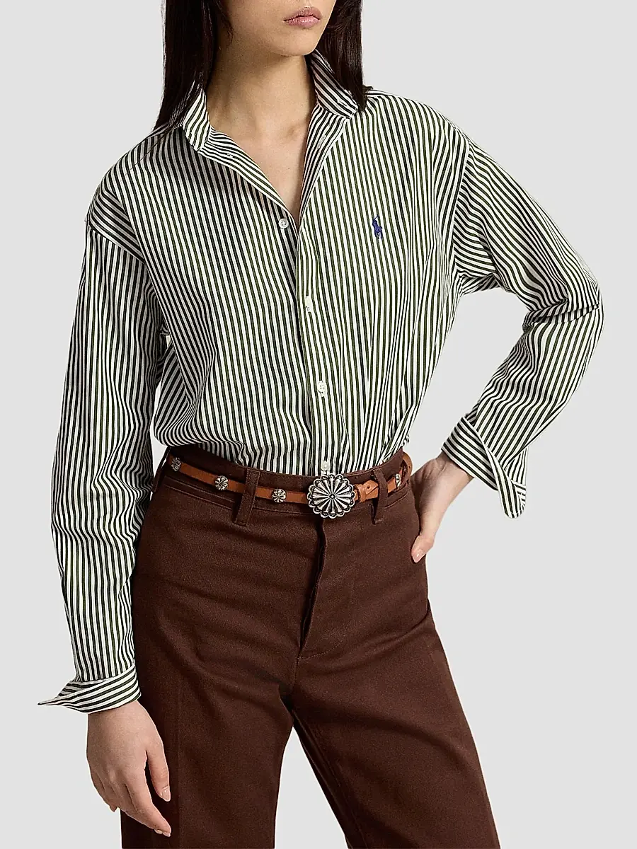Polo Ralph Lauren Women's Striped Cotton Poplin Shirt | Thumbnail 4