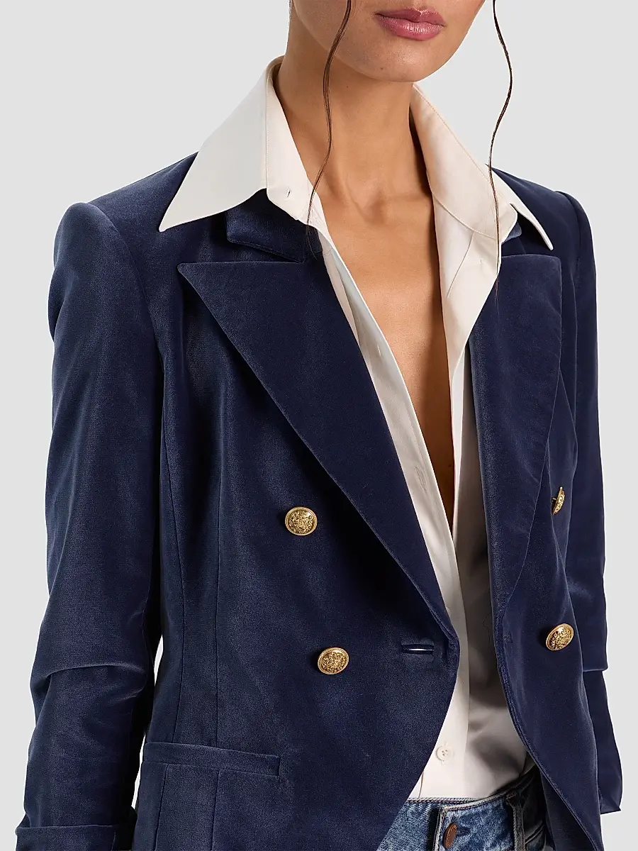 Alice + Olivia Women's Sable Double-Breasted Velvet Crop Blazer | Thumbnail 5 Alice + Olivia Women's Sable Double-Breasted Velvet Crop Blazer | Thumbnail 5