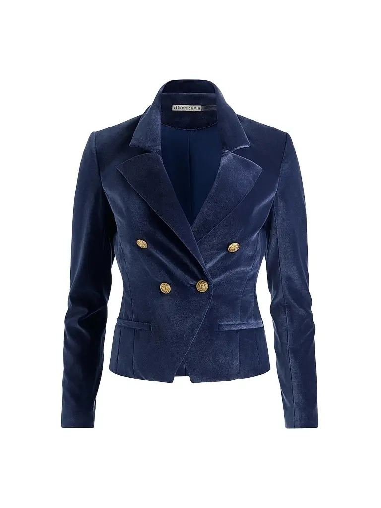 Alice + Olivia Women's Sable Double-Breasted Velvet Crop Blazer