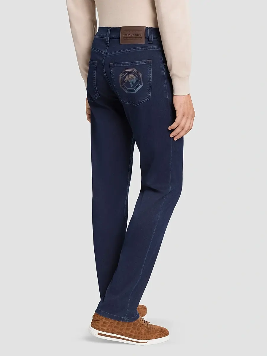 Stefano Ricci Men's Cotton Blend Tapered Jeans | Thumbnail 3