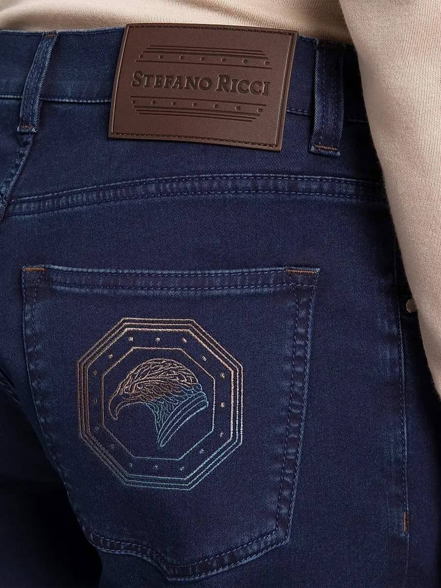 Stefano Ricci Men's Cotton Blend Tapered Jeans | Thumbnail 4