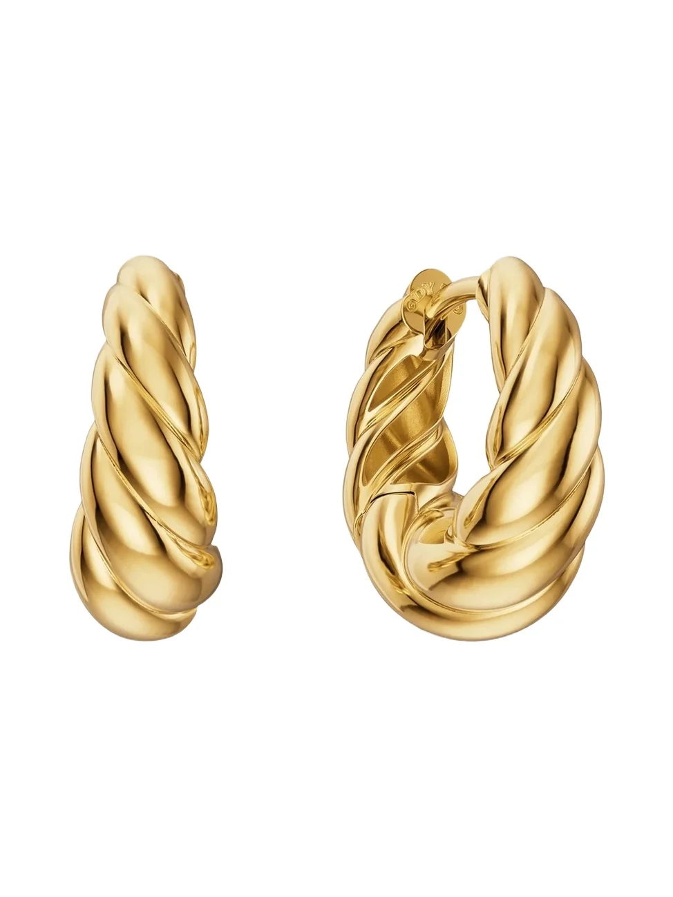 Women's Sculpted Cable Tapered Hoop Earrings in 18K Yellow Gold, 15.7MM