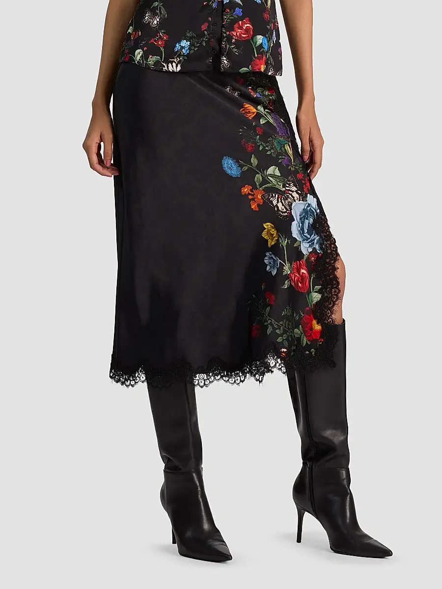 Alice + Olivia Women's Maeve Floral Midi Slip Skirt | Thumbnail 6 Alice + Olivia Women's Maeve Floral Midi Slip Skirt | Thumbnail 6