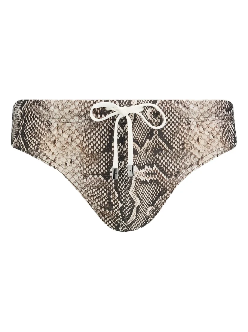 Tom Ford Men's Snake-Print Jersey Swim Briefs