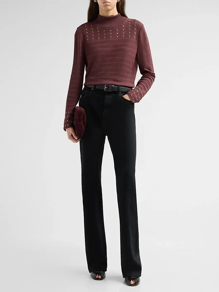 Misook Women's Studded Rib-Knit Top | Thumbnail 2 Misook Women's Studded Rib-Knit Top | Thumbnail 2