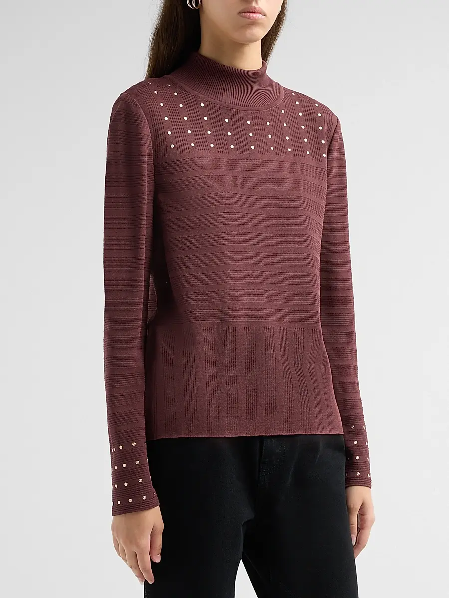 Misook Women's Studded Rib-Knit Top | Thumbnail 4 Misook Women's Studded Rib-Knit Top | Thumbnail 4