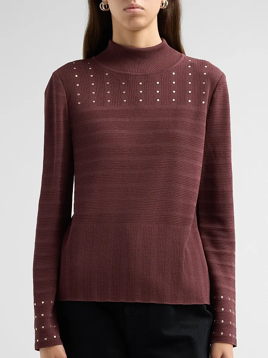 Misook Women's Studded Rib-Knit Top | Thumbnail 5 Misook Women's Studded Rib-Knit Top | Thumbnail 5