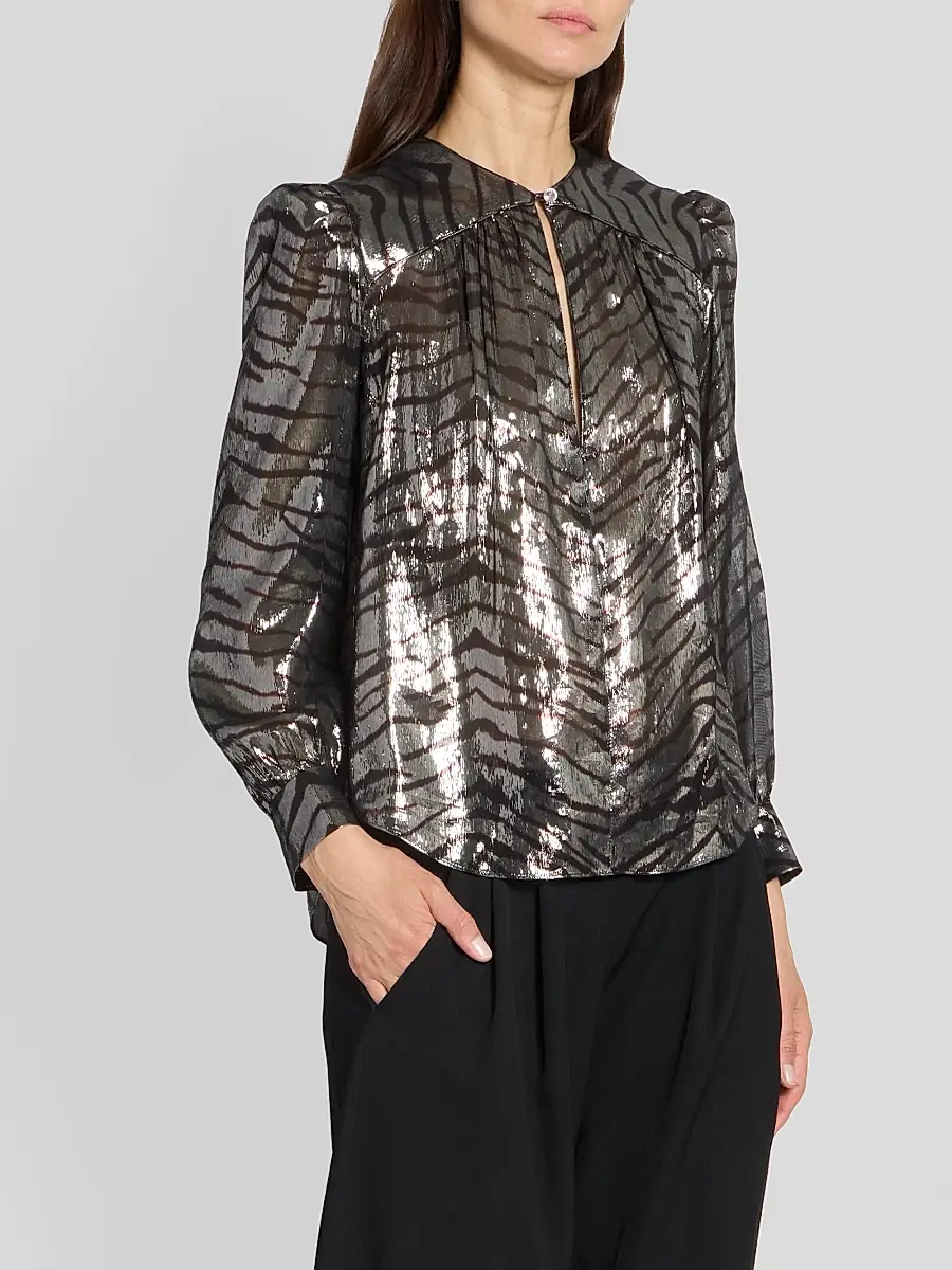 Isabel Marant Women's Farali Metallic Silk Printed Blouse | Thumbnail 4 Isabel Marant Women's Farali Metallic Silk Printed Blouse | Thumbnail 4