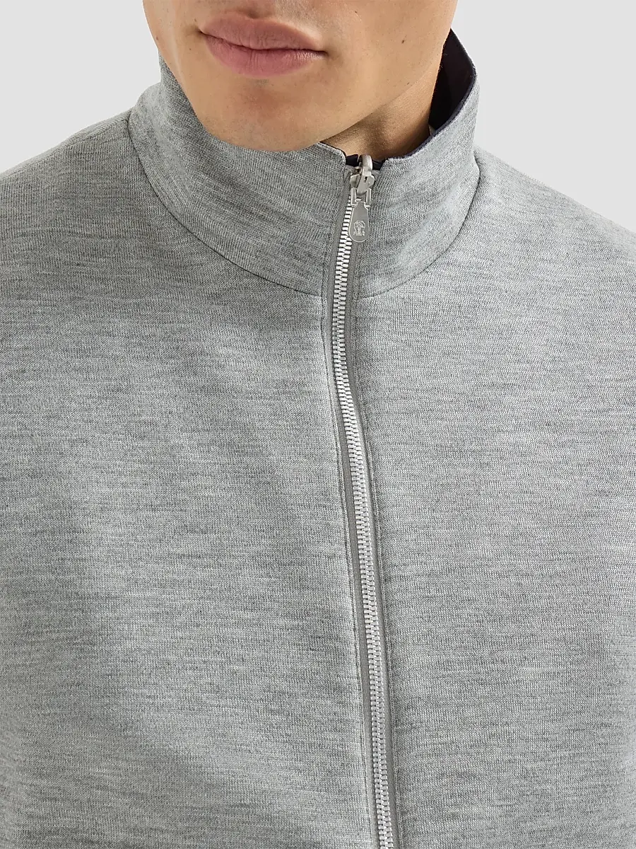Brunello Cucinelli Men's Bonded Nylon Reversible Outerwear Jacket with Logo - Navy Blue | Thumbnail 6
