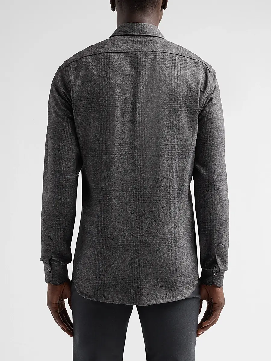 Kiton Men's Buba Plaid Wool-Cotton-Cashmere Shirt | Thumbnail 3 Kiton Men's Buba Plaid Wool-Cotton-Cashmere Shirt | Thumbnail 3