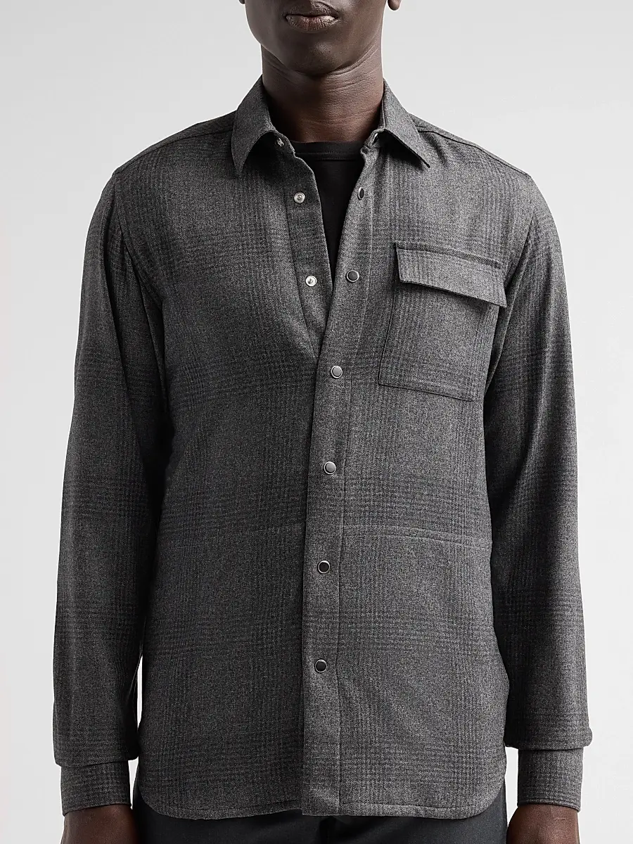 Kiton Men's Buba Plaid Wool-Cotton-Cashmere Shirt | Thumbnail 5 Kiton Men's Buba Plaid Wool-Cotton-Cashmere Shirt | Thumbnail 5
