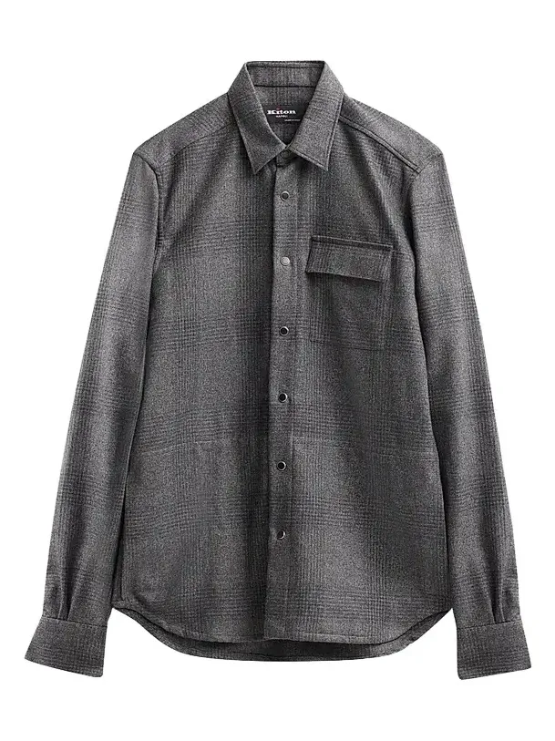 Kiton Men's Buba Plaid Wool-Cotton-Cashmere Shirt