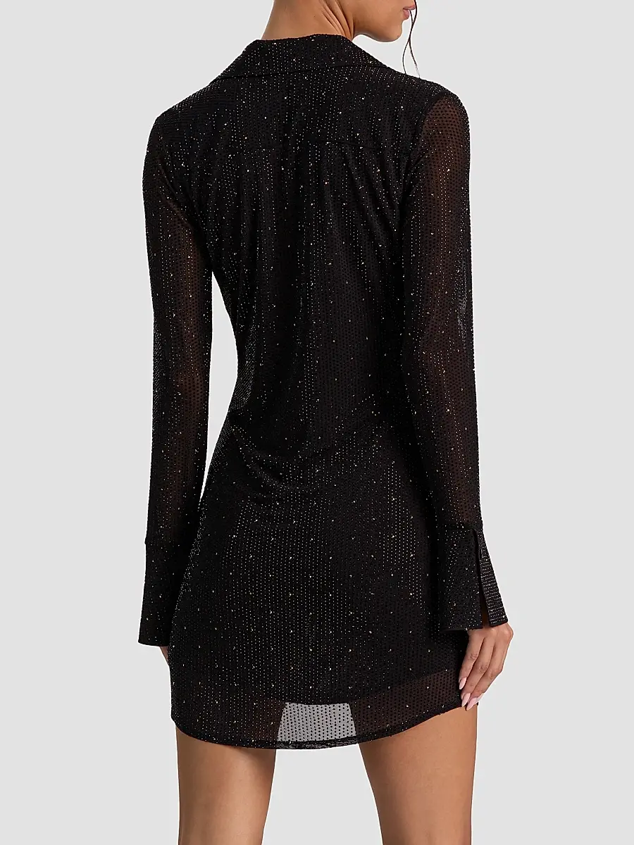 Alice + Olivia Women's Freya Embellished Mini Shirtdress | Thumbnail 3 Alice + Olivia Women's Freya Embellished Mini Shirtdress | Thumbnail 3