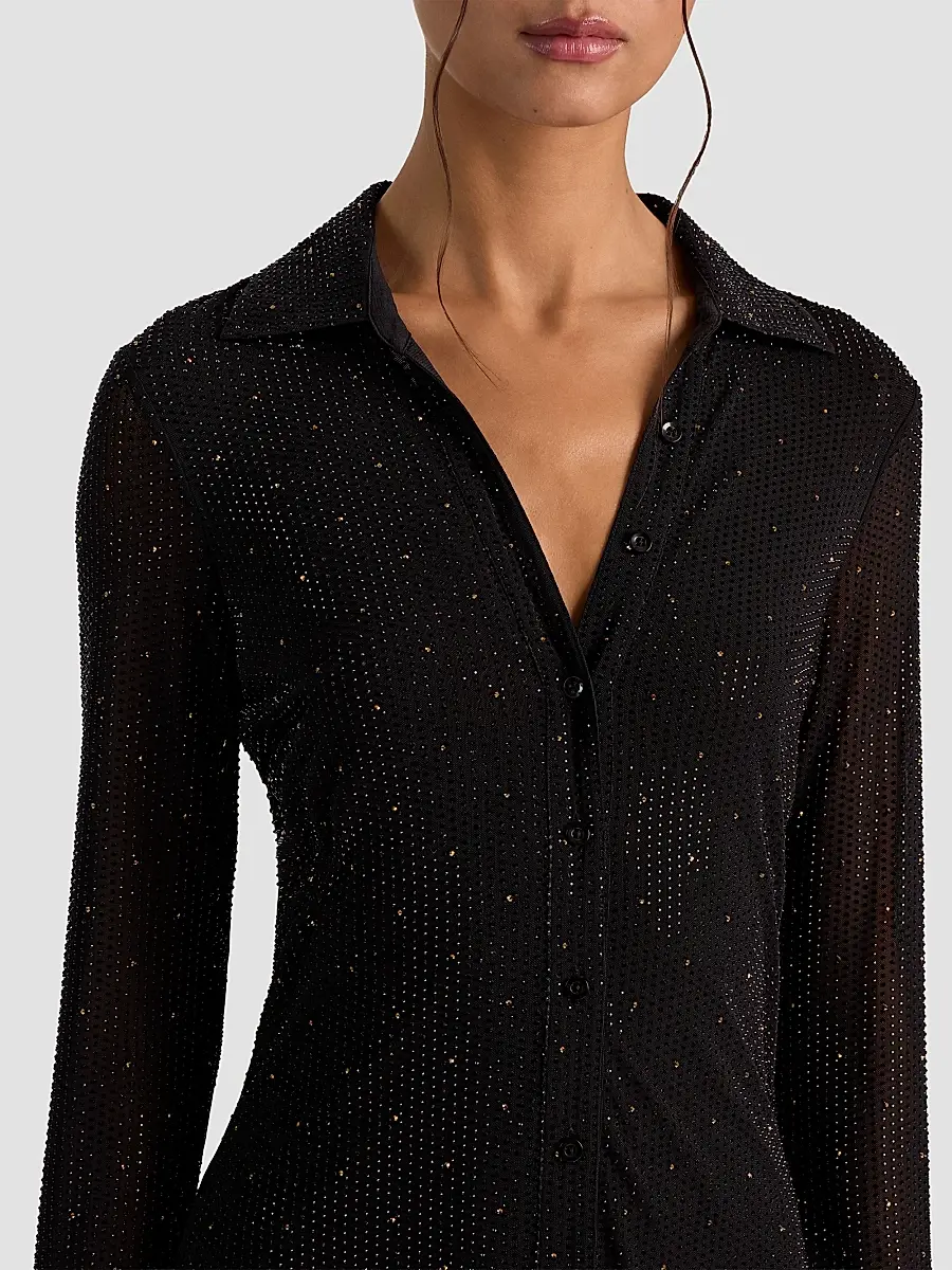 Alice + Olivia Women's Freya Embellished Mini Shirtdress | Thumbnail 5 Alice + Olivia Women's Freya Embellished Mini Shirtdress | Thumbnail 5