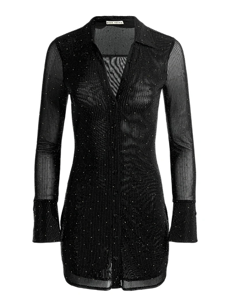 Women's Freya Embellished Mini Shirtdress Women's Freya Embellished Mini Shirtdress