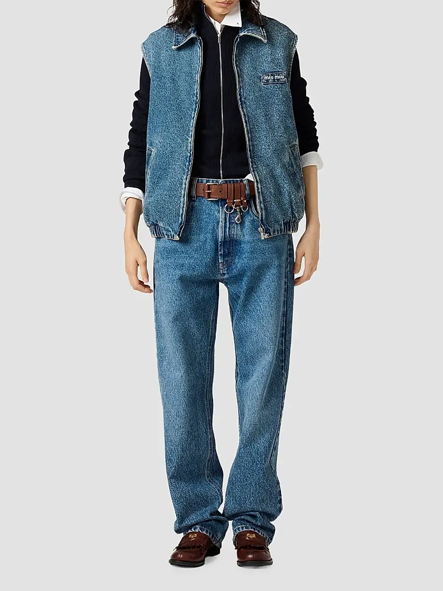 Miu Miu Women's Washed Denim Vest | Thumbnail 2