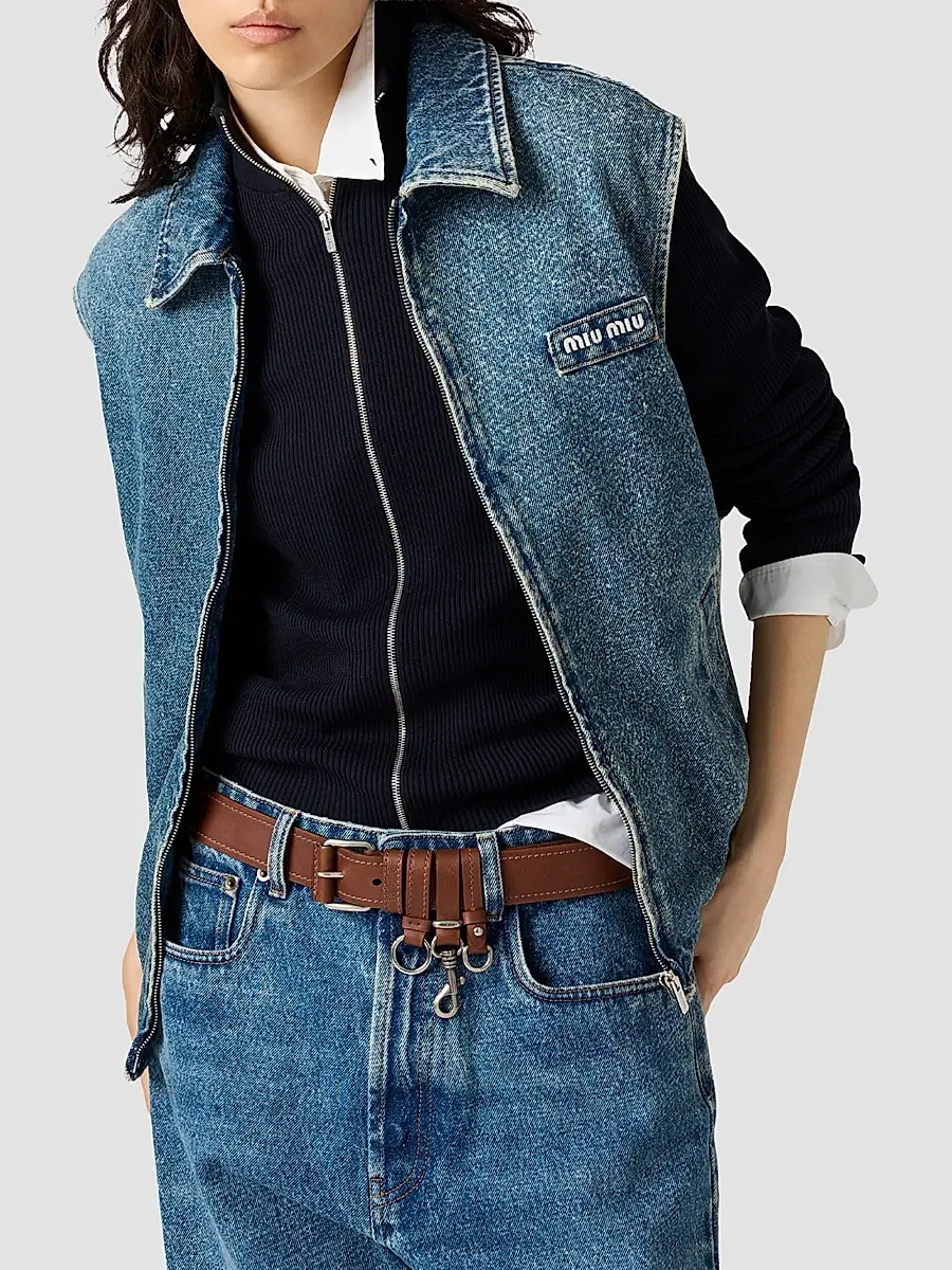 Miu Miu Women's Washed Denim Vest | Thumbnail 3