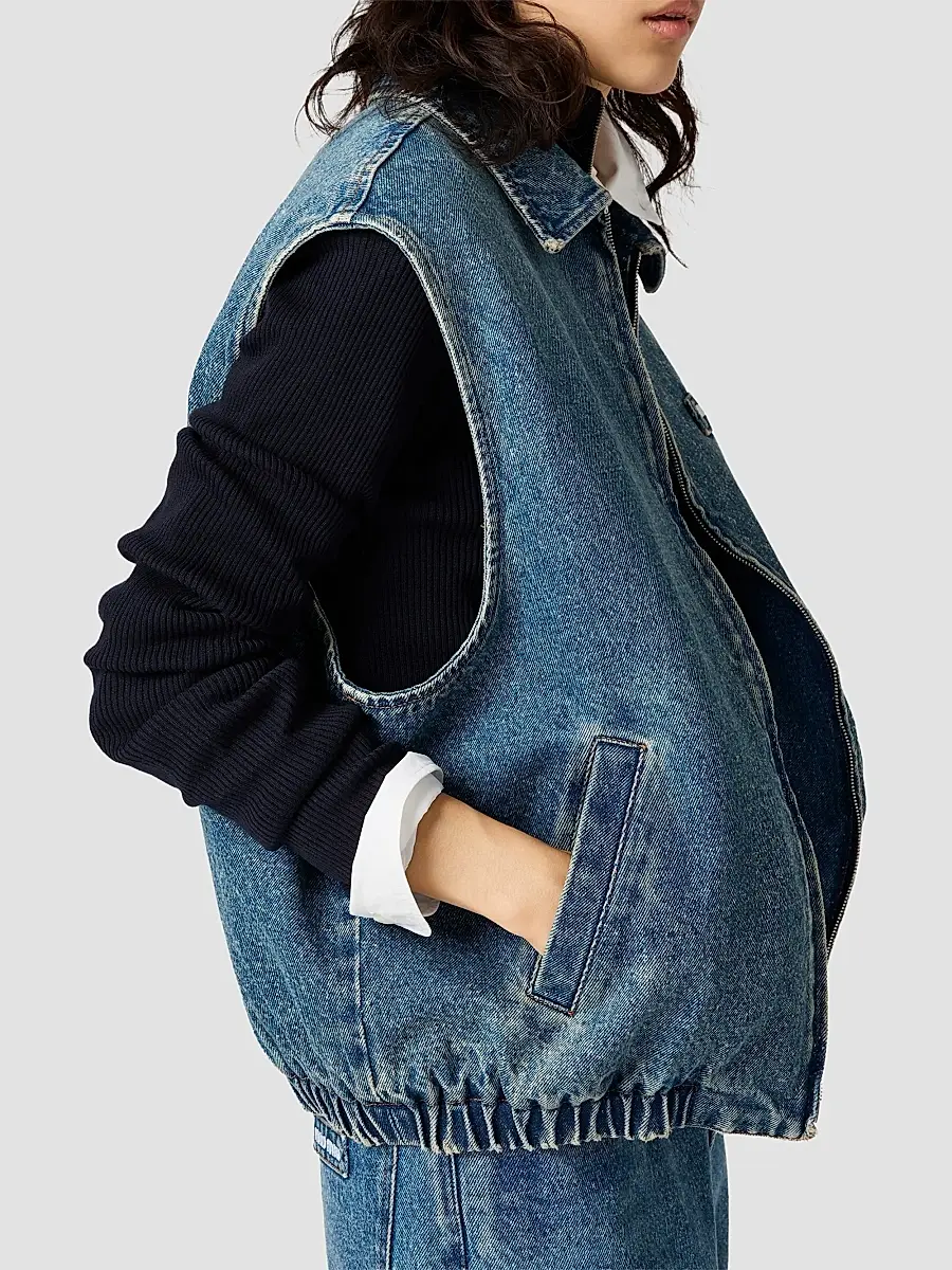 Miu Miu Women's Washed Denim Vest | Thumbnail 4